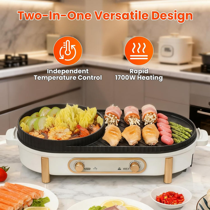 Elektrischer Hot Pot Mit Grill, 2 In 1-Elektrogrill-Hot Pot, Chinesischer Topfkocher, 220 V, 1700 W,