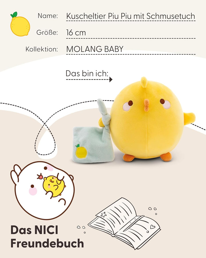 NICI Piu Piu Kuscheltier 16 cm mit Schmusetuch Baby Einschlafhilfe - Niedliches Stofftier und Schnuf