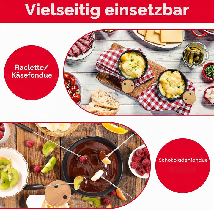 ipow 2er Set Mini Raclette Grill, Racletteofen Set antihaftbeschicht Kerzenraclette für Teelichter,