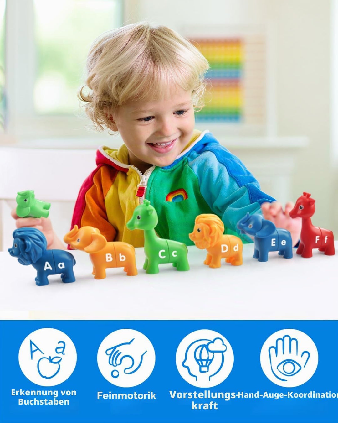 Coogam ABC Animal Letter Matching Spiel, 26PCS Gross- und Kleinschreibung Fein-Sport-Spielzeug, Vors