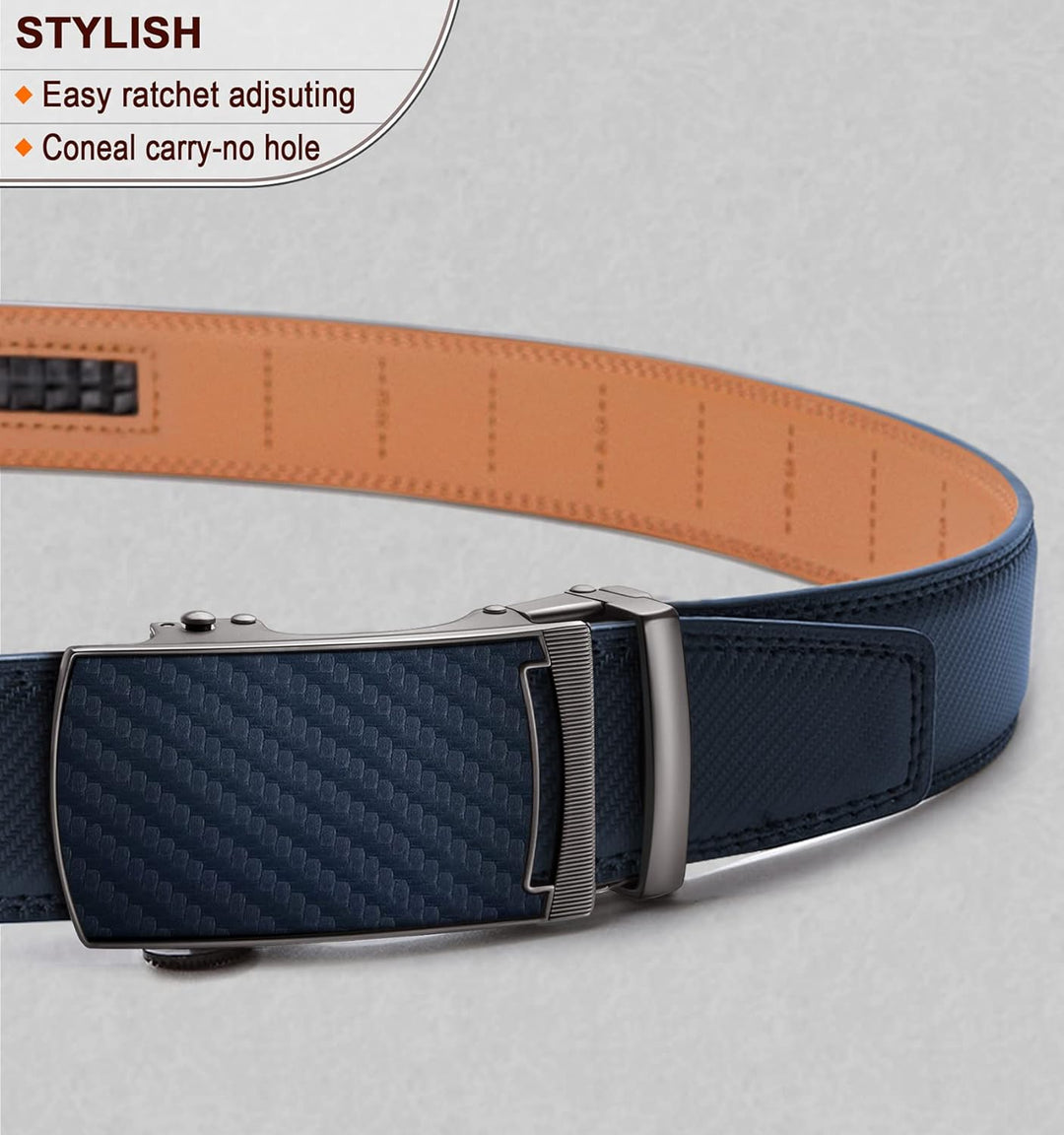 KEMISANT Gürtel Herren, Ledergürtel Ratsche Automatikschliesse für Herren Business Anzug,Breit 35mm,