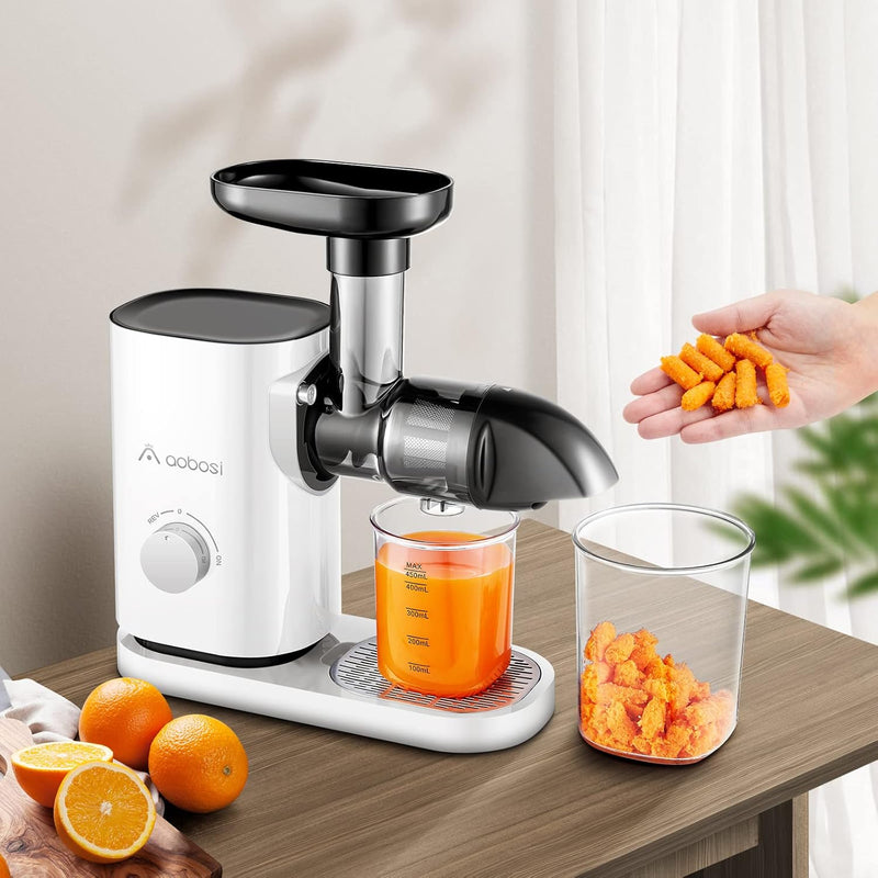 AOBOSI Entsafter Gemüse und Obst mit 2 Geschwindigkeitsmodi - Slow Juicer mit Reinigungsbürste und 2