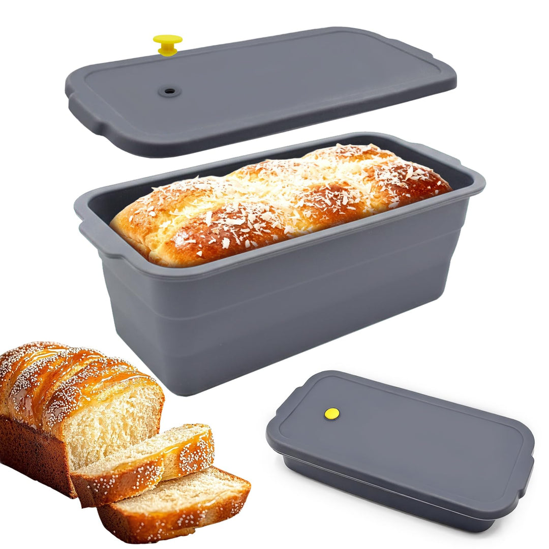 Klappbare Brotbackform mit Deckel, Hitzebeständige Kastenform Kuchen aus Silikon, Rechteckige Toastb