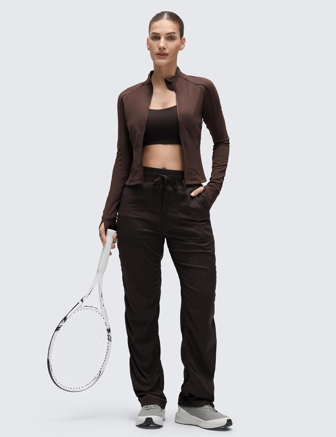 CRZ YOGA Damen Butterluxe Full Zipper Sport Jacke Zip Tasche Crop Running Laufjacke Gym Langarmshirt