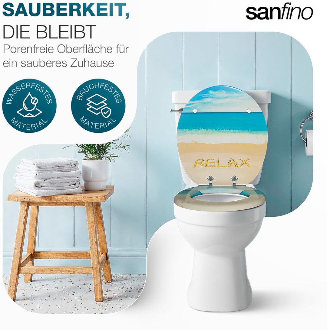 Premium WC Sitz mit Absenkautomatik – hochwertige Toilettendeckel aus Holz, viele bunte Motive, hohe