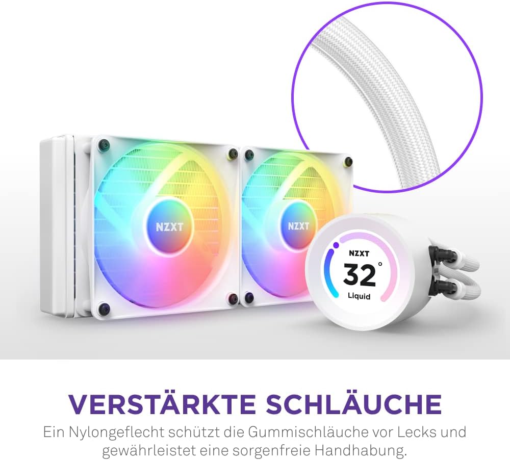 NZXT Kraken Elite 240 RGB - RL-KR24E-W1-240mm AIO CPU Wasserkühlung - 2,36" LCD Display 640x640-2x12
