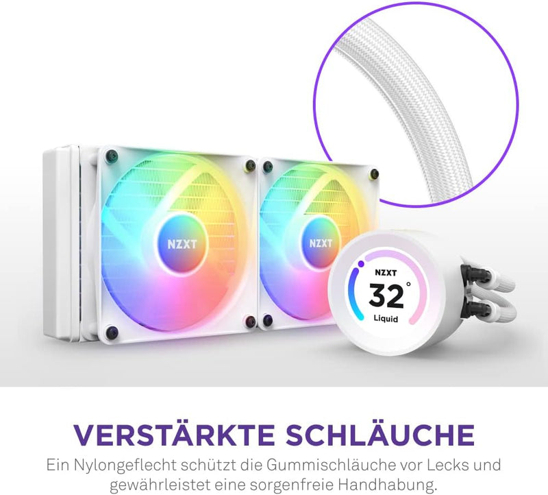 NZXT Kraken Elite 240 RGB - RL-KR24E-W1-240mm AIO CPU Wasserkühlung - 2,36" LCD Display 640x640-2x12