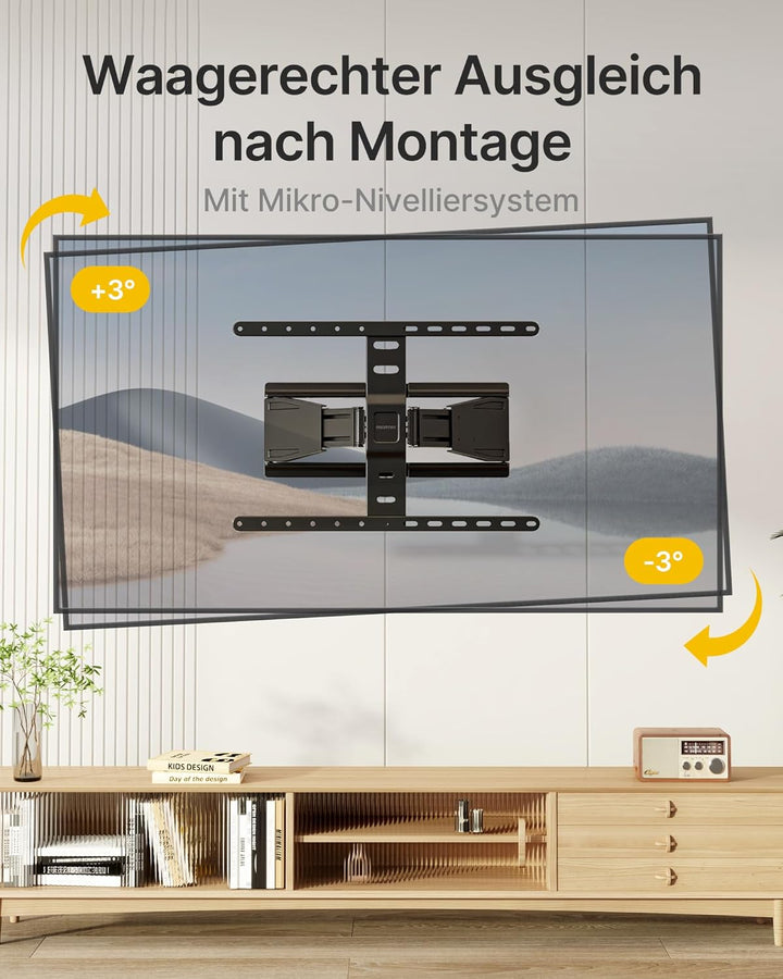 monTEK 0.77" Ultra Slim TV Wandhalterung für 43-90 Zoll Fernseher, Schwenk & Neige & Nivellier & Aus
