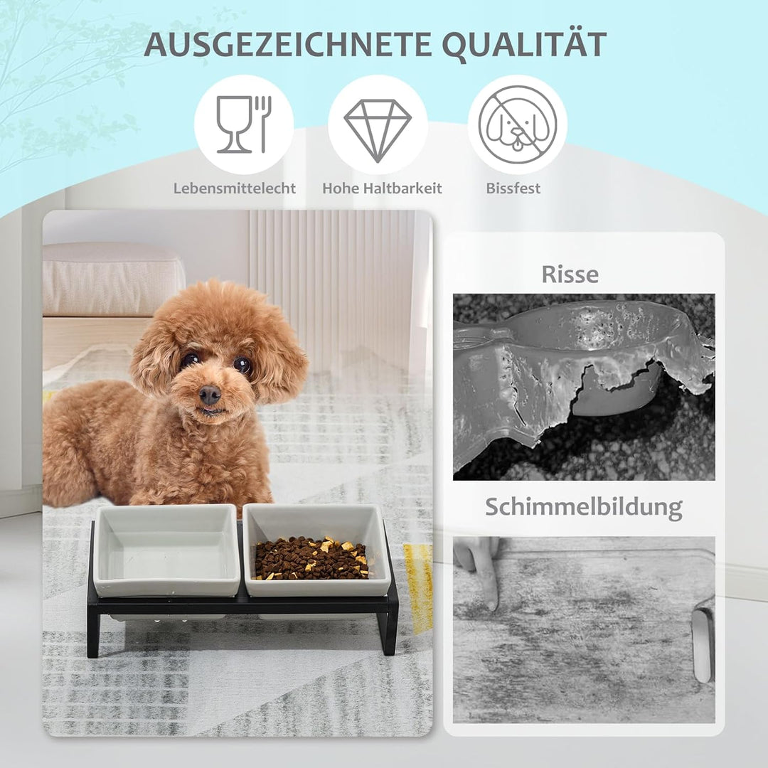 HCHLQLZ Hundenapf Keramik - Futternapf Hund Erhöht - Fressnapf für Mittelgrosse Hunde - Doppel Napf