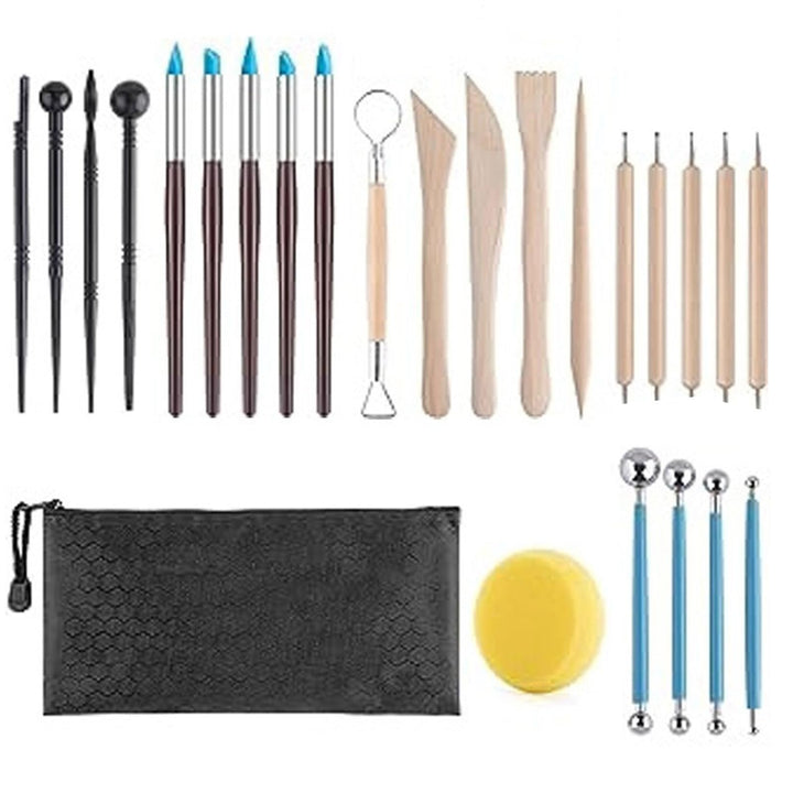 Alckijy Töpferwerkzeug Set 25 Stück Modellierwerkzeug Ton Polymer Clay Tools Keramik Werkzeug DIY Gr
