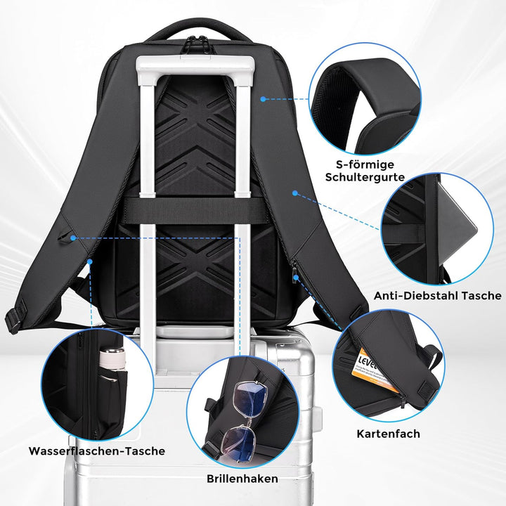 FENRUIEN Erweiterbarer Laptop Rucksack 15.6 Zoll 19L-27L 1800D Business Reise Backpack Laptop Tasche