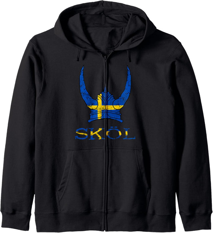 Skol Schwedischer Wikingerhelm Schweden Nordic Northman Kapuzenjacke
