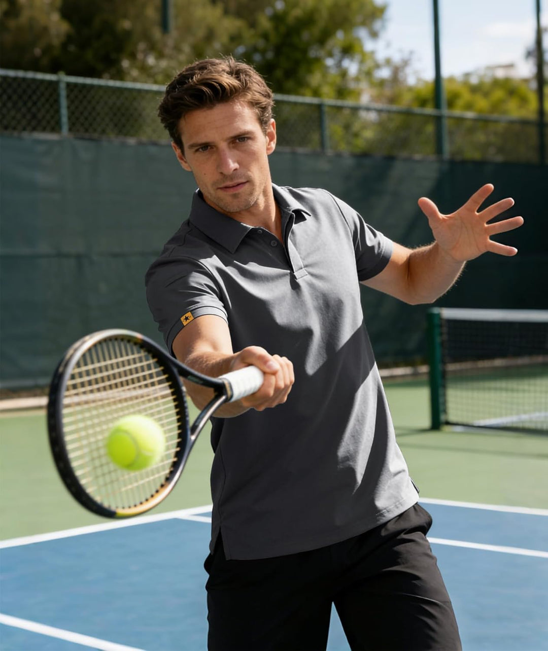 JACKETOWN Herren Kurzarm Poloshirt Schnelltrocknend Atmungsaktives Tshirt Tennis Sommer Poloshirts M