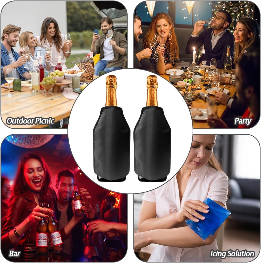 RANJIMA Weinkühler Manschette 2er Set, Kühlmanschette für Wein, Sekt, Champagner, Flaschen, Wiederve