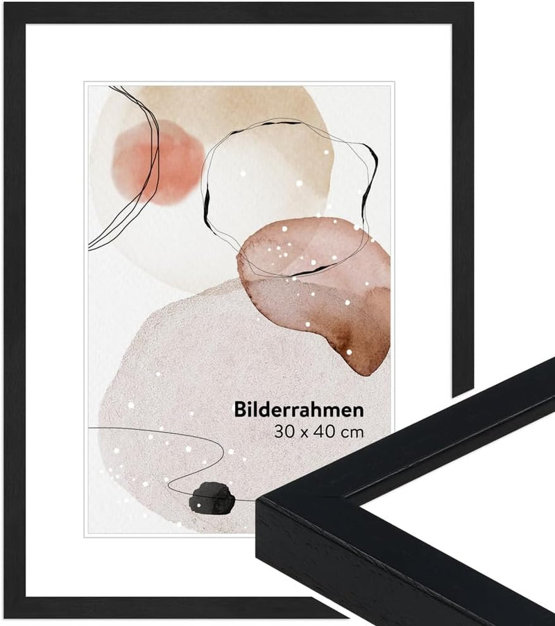 WANDStyle 2er Bilderrahmen-Set Modern 30x45cm I Farbe: Schwarz, gemasert I Fotorahmen I klassischer