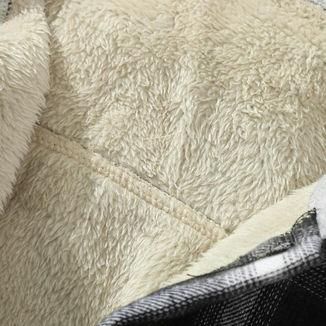 Holzfäller Thermohemd Herren Gefüttert Mit Kapuze Karierte Teddy-Fleece Flanellhemd Langarm Zipper K
