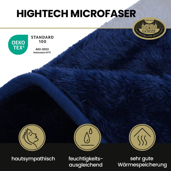 Gözze - Premium Cashmere-Feeling Wohn- und Kuscheldecke, 500 g/m², 130 x 170 cm - Marine Marine 130