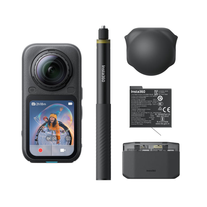 Insta360 X6 Essentials Bundle - 8K 360° Action-Kamera, Dual 1/2.8 cm Sensoren, extra Akku, Ladekoffe
