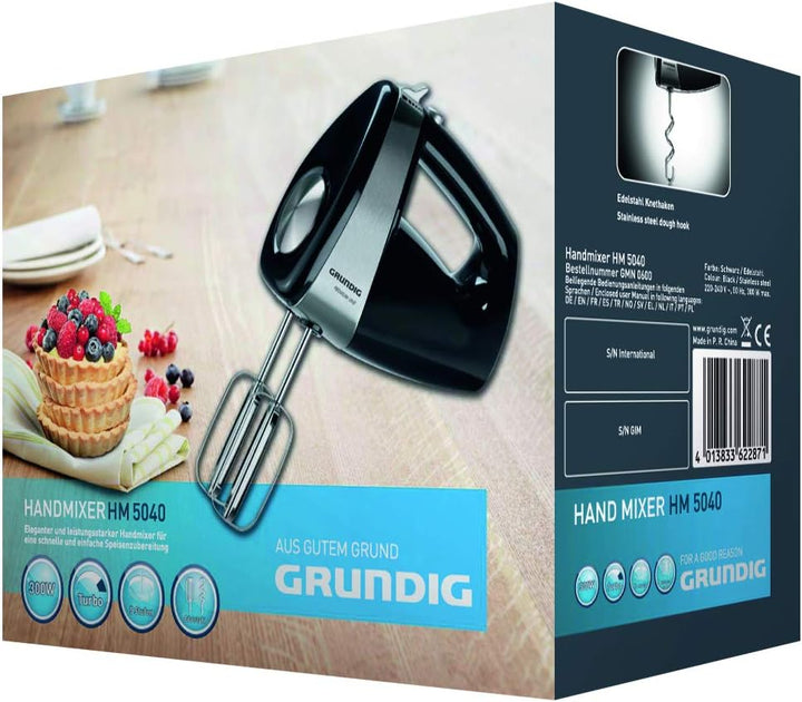 Grundig HM 5040 Premium-Handmixer (300 Watt), schwarz-silber & Philips Toaster – 2 Toastschlitze, 8