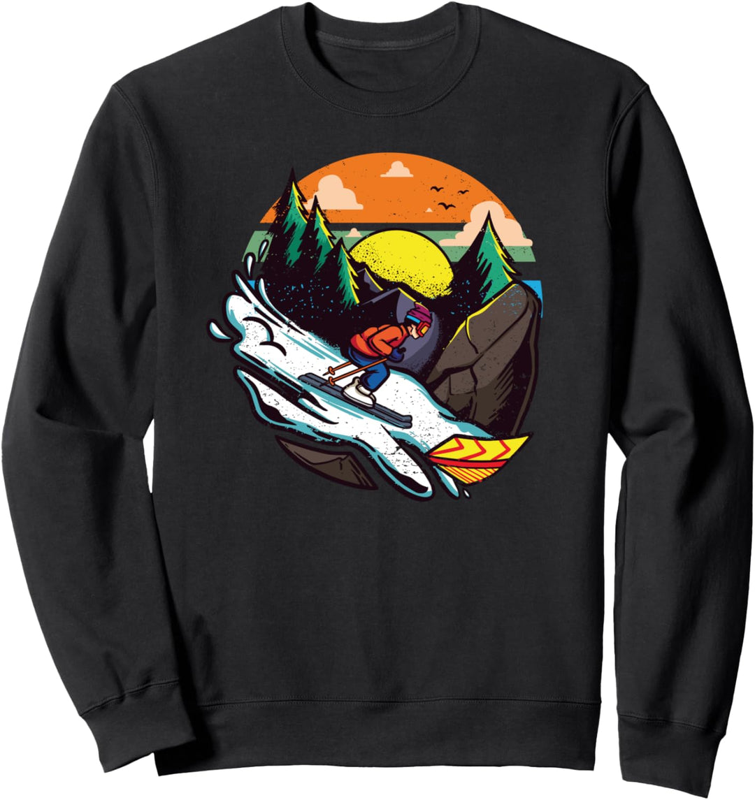 Retro Stil 70er 80er Jahre Ski Wintersport Geschenk Sweatshirt