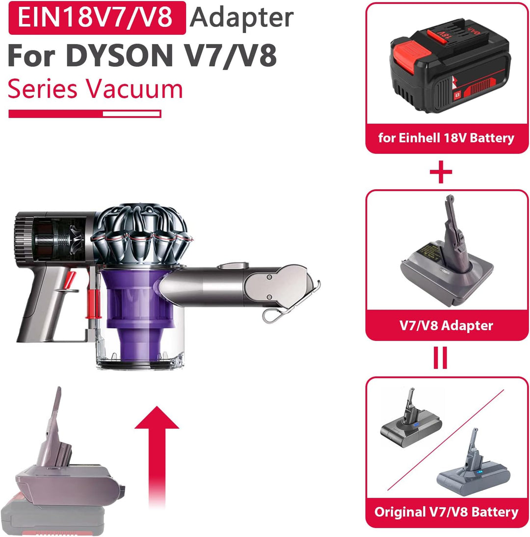 EID Akku Adapter für Dyson V7&V8, für Einhell 18V Lithium Akku Konvertiert auf für Dyson V7/V8 Serie
