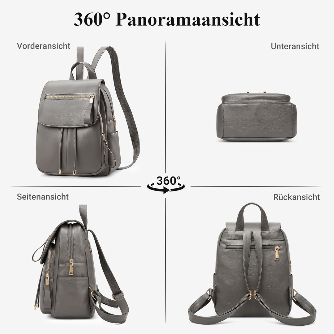 DEEVORCA Damen Mode Einfach Rucksack Lässig Arbeiten Dayback Schultertaschen Reisen Einkaufen PU Led