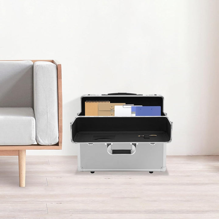 Pilotenkoffer 48,5×23×39 cmRollbarer Aktenkoffer mit Teleskopstange Rollen &amp; Kombinationsschloss Sic