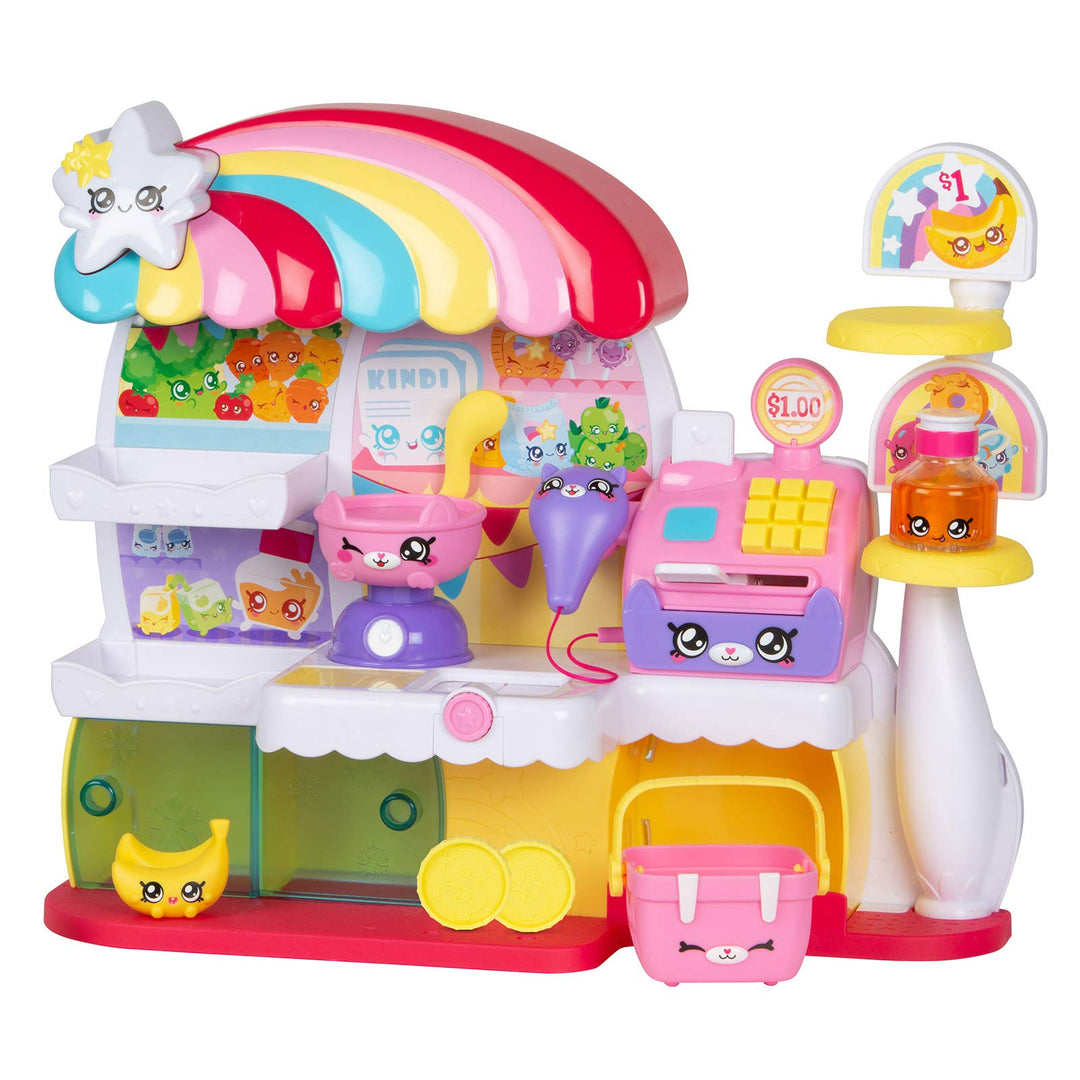 Kindi Kids 50003 Kitty Petkin-Supermarkt, 2 Shopkins und Spielunterlage aus Vinyl, Mehrfarbig Einzel