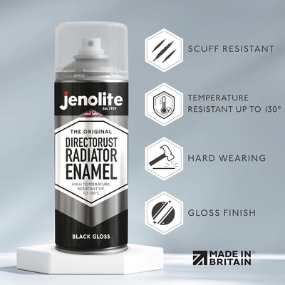 JENOLITE Heizkörperlack | Emaille-Sprühfarbe für Heizkörper | Schwarz glänzend | 3 x 400ml 3 Schwarz