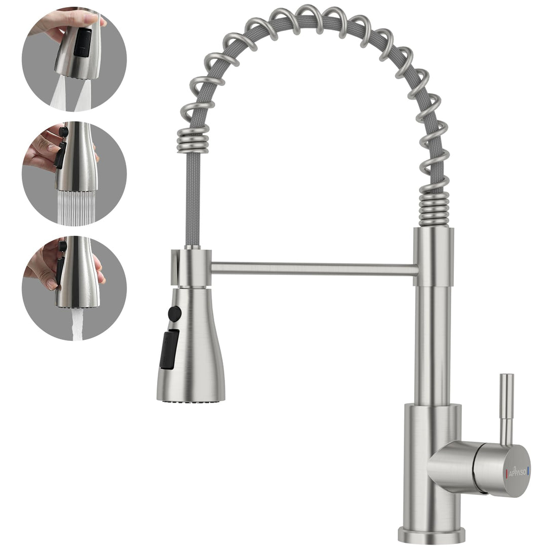 APPASO Wasserhahn Küche, Küchenarmatur mit Brause Hochdruck, Mischbatterie Küche mit 3 Strahlarten,