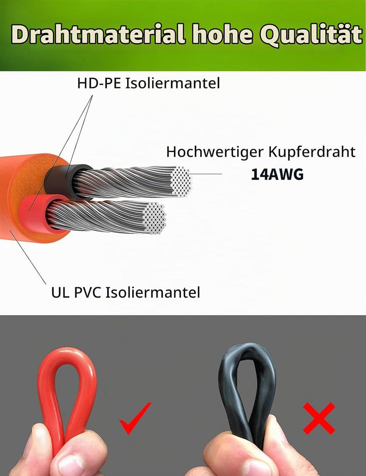 XT60i auf Zigarettenanzünder Kabel, 14AWG 12V/24V Ladekabel für Powerstation &amp; Solargenerator – Komp