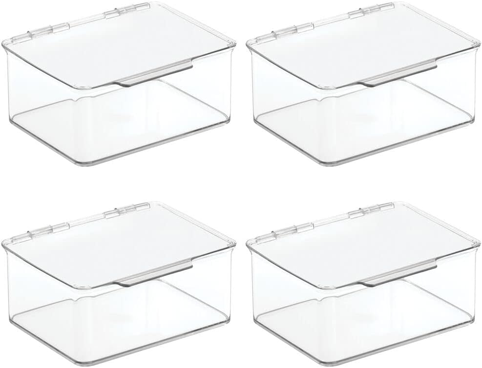 mDesign 4er-Set Schreibtisch Organizer – stapelbarer Büro Organizer aus BPA-freiem Kunststoff – klei