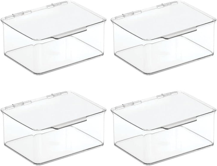 mDesign 4er-Set Schreibtisch Organizer – stapelbarer Büro Organizer aus BPA-freiem Kunststoff – klei