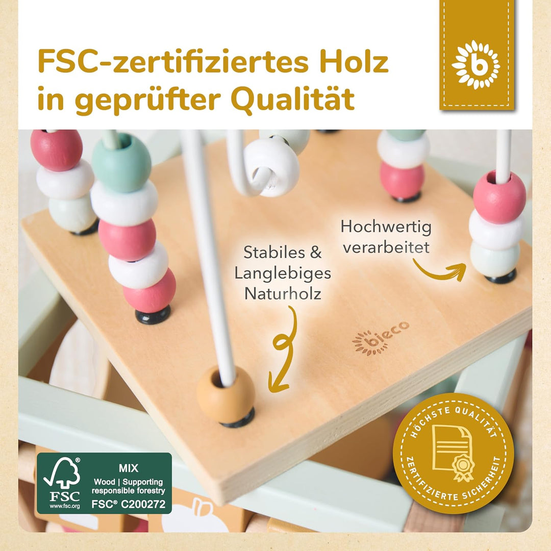 Bieco Motorikwürfel Berry nachhaltiges Holz FSC® | Spielwürfel Baby | Motorikwürfel ab 1 Jahr Activi