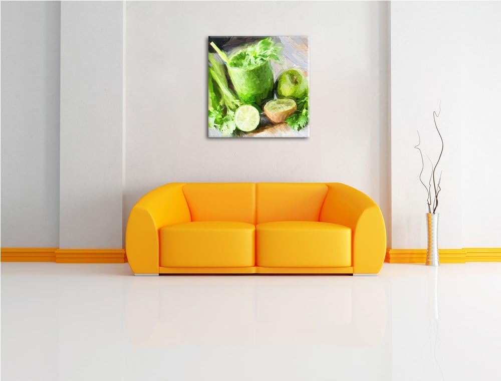 Pixxprint Apfel Limette Kiwi Smoothie als Leinwandbild/Grösse: 70x70 cm/Wandbild/Kunstdruck/fertig b