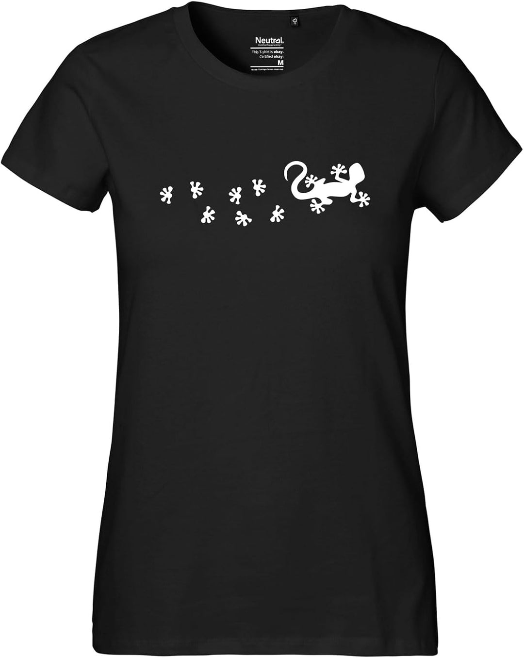 HUURAA Damen T-Shirt Gecko Tapsen Bio Baumwolle Fairtrade Oberteil Grösse XS-XXL mit Motiv für alle