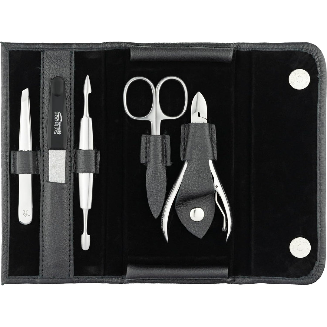 marQus Nagelset Herren und Damen 5 teilig - Maniküreset für Damen & Herren, Nageletui aus echtem Led