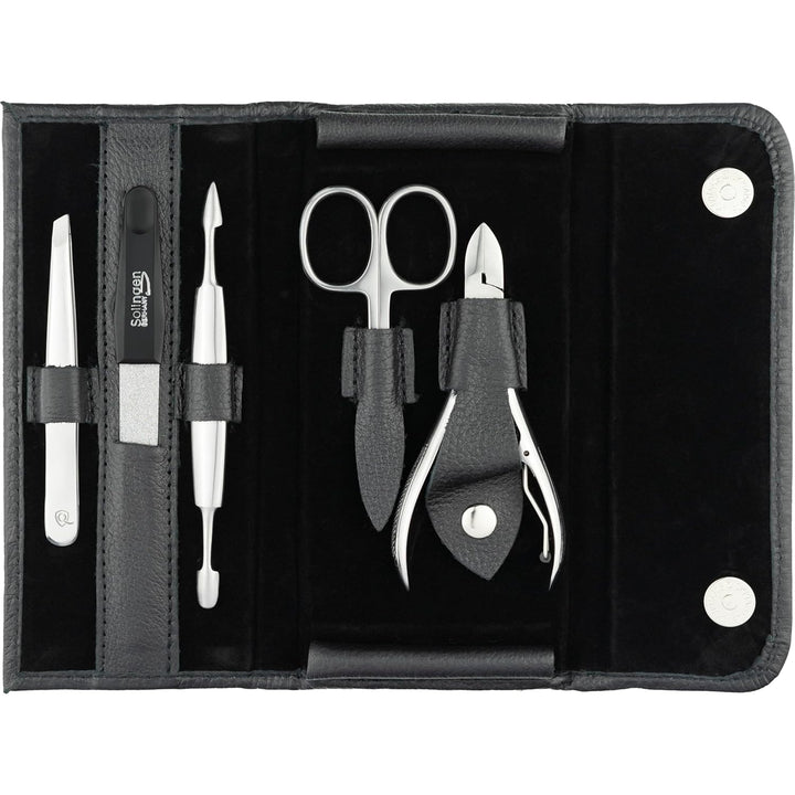 marQus Nagelset Herren und Damen 5 teilig - Maniküreset für Damen & Herren, Nageletui aus echtem Led