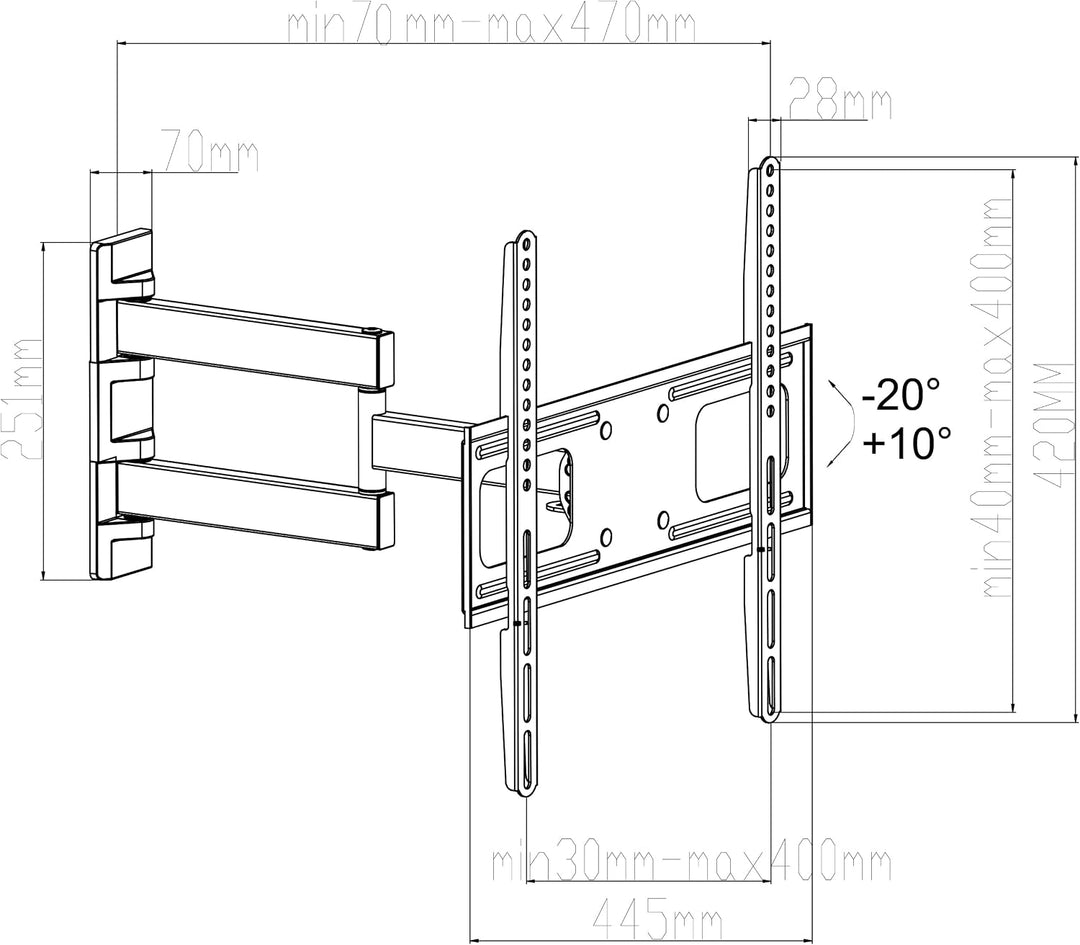 mywall H26-1WL TV-Wandhalterung 81,3cm (32) - 139,7cm (55) Neigbar+Schwenkbar, Rotierbar weiss, weis