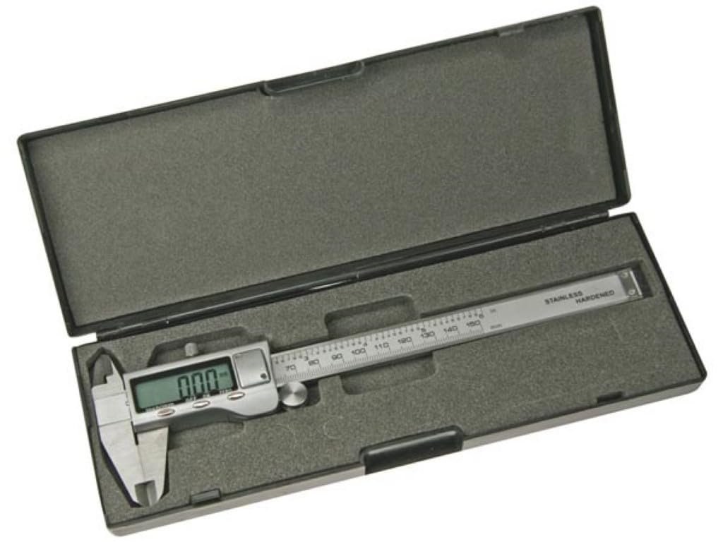 PEREL - 3472B Edelstahl Schieblehre mit Digitaler Anzeige, 150 mm Länge, 0,01 mm Auflösung (20-er pa