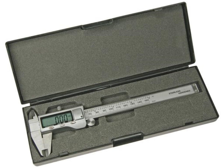 PEREL - 3472B Edelstahl Schieblehre mit Digitaler Anzeige, 150 mm Länge, 0,01 mm Auflösung (20-er pa