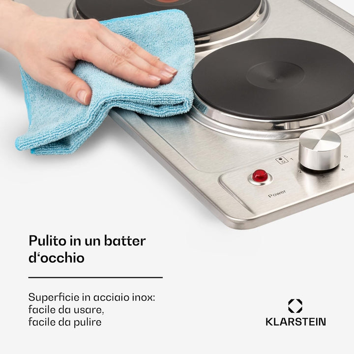 Klarstein Appetito Massekochfeld Einbau, Restwärmeanzeige, Drehknöpfe, 6 Leistungsstufen, Elektrisch