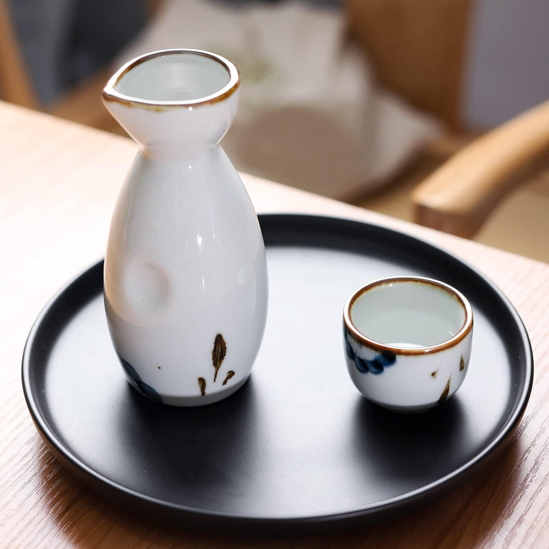 Sake-Set aus Keramik, japanischer Sake, 7 Stück, bestehend aus 1 Sake-Flasche, 6 Stück Sake-Becher f