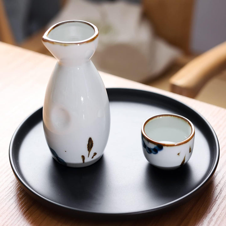 Sake-Set aus Keramik, japanischer Sake, 7 Stück, bestehend aus 1 Sake-Flasche, 6 Stück Sake-Becher f