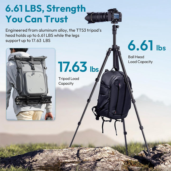 ULANZI TT53 Stativ Kamera Aluminium mit 360° Panoramakugelkopf und Uka Schnellfreigabeplatte, 180cm