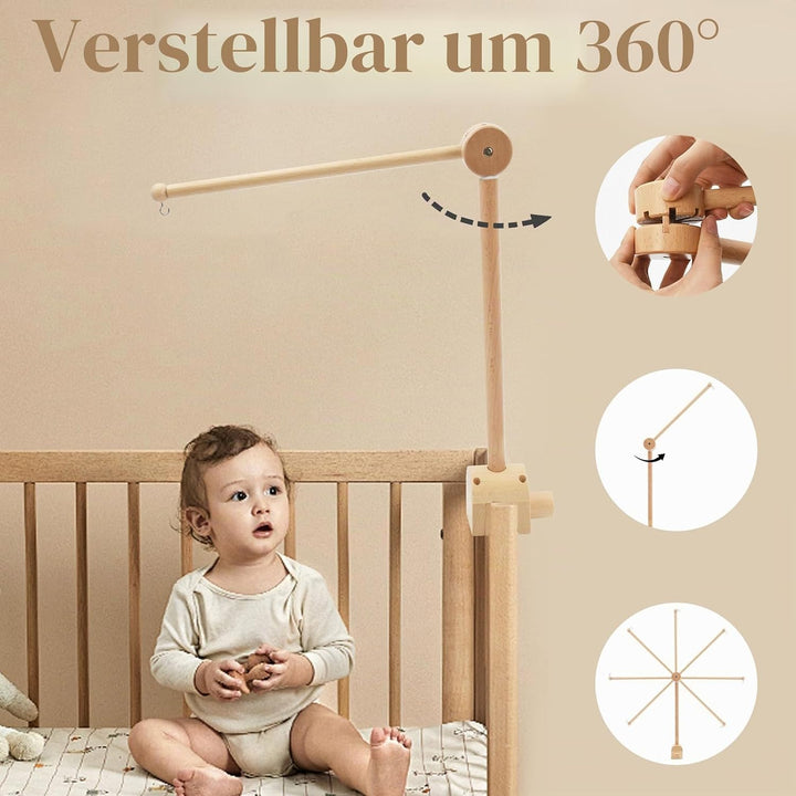 Baby Mobile Halterung Holz, Verstellbarer Mobile Halterung Wickeltisch, Abnehmbarer Mobile Krippe Ha