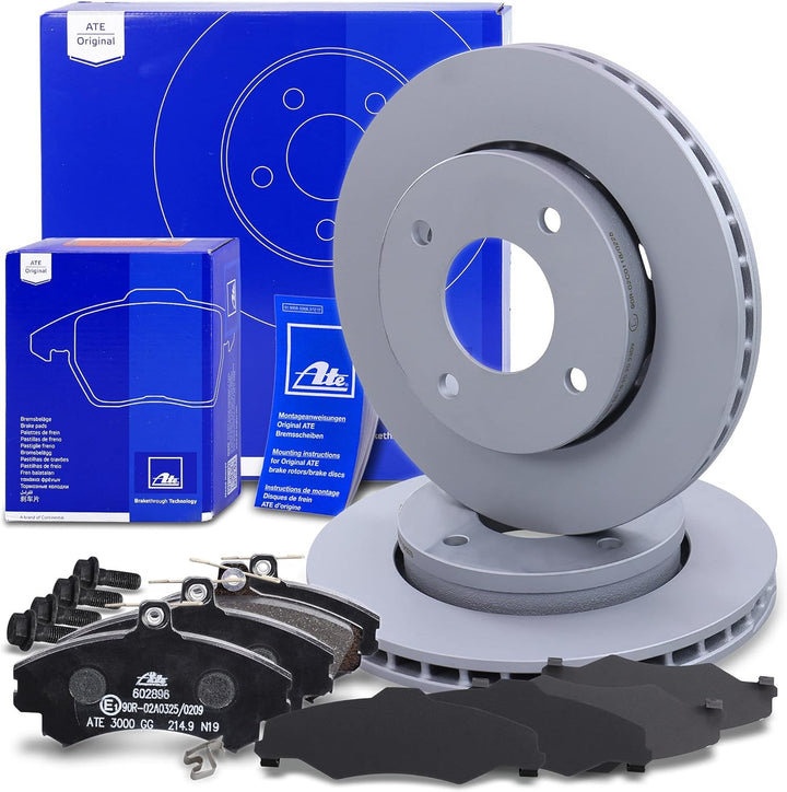 ATE Bremsenset Vorderachse inkl. Bremsscheiben vorne Ø 256 mm und Bremsbeläge vorne Kompatibel mit M