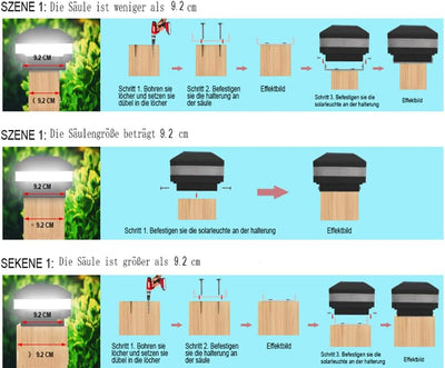 FVTLED 4er Solar Zaunbeleuchtung Pfostenkappe für Mehrere Grössen 7x7,8x8,9x9,10x10 Standardpfosten