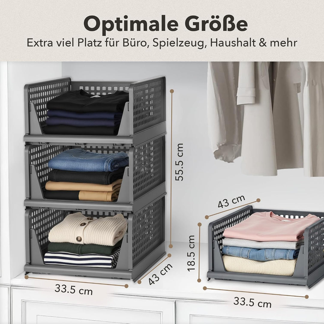 Ally Maison® Schrank Organizer 3er Set (Faltbar &amp; Stapelbar) – Kleiderschrank Organizer Boxen, platz