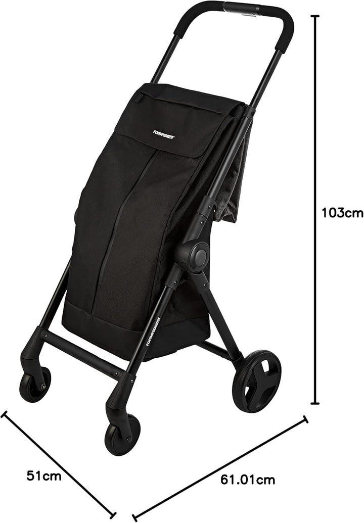 Go Fast Einkaufstrolley, zusammenklappbar schwarz, Schwarz